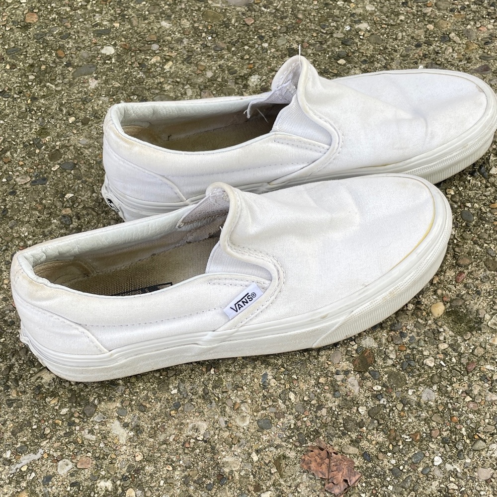 Vans Classic White Canvas Slip-Ons